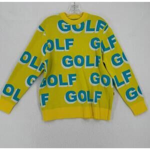 Golf Wang Mens 10 Year Anniversary 2023 Yellow 3D Logo Print Sweater Sz S